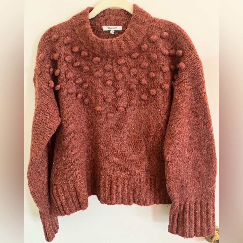 Madewell Placed Bobble Mockneck Sweater in Heather Tulip
